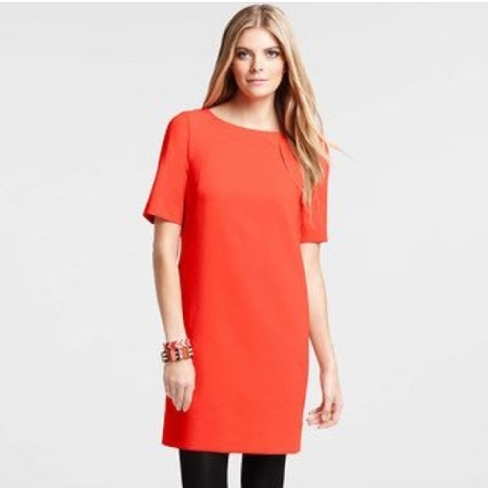 Ann Taylor Orange Sheath Dress 14 Business Knee Length Casual